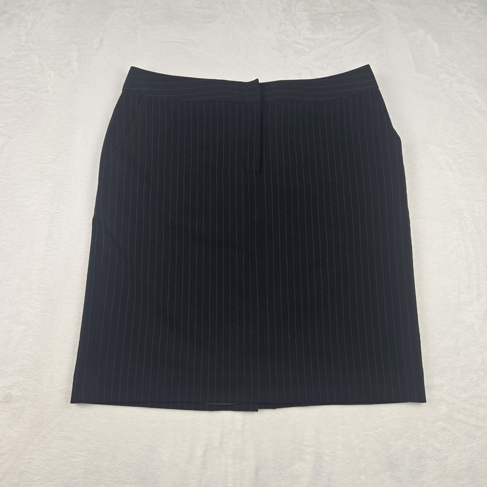 Isacc‎ Mizrahi Women's Black Gray Pinstripe Pencil Skirt Size 12